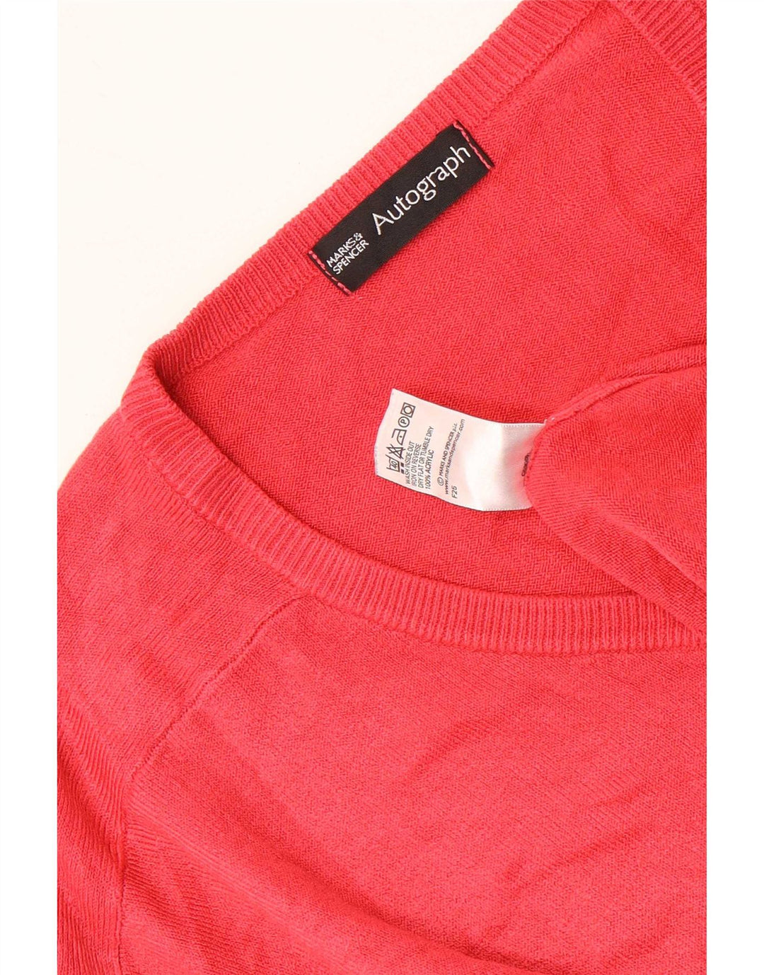Marks & Spencer Mens Autograph V-Neck Jumper Sweater XL Red Acrylic