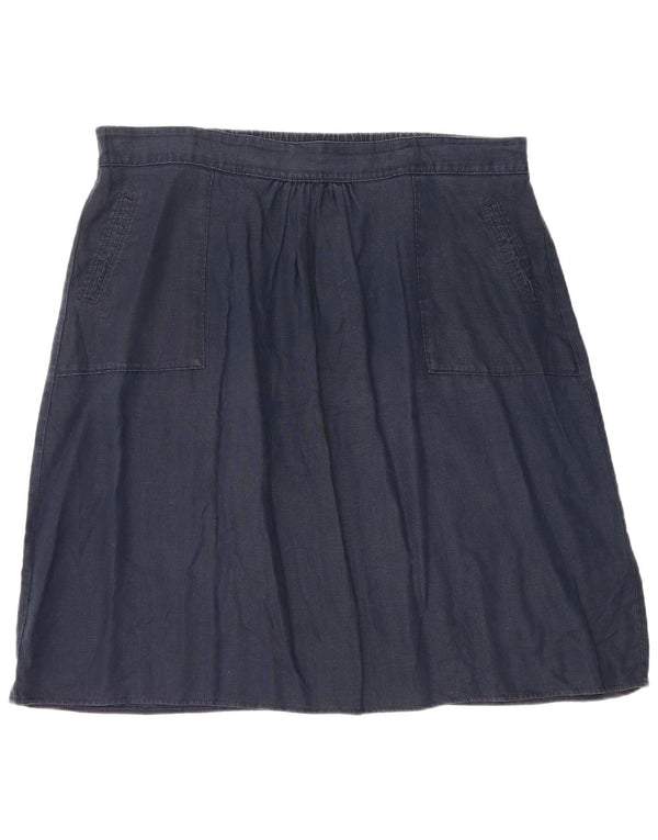 Женская юбка-трапеция Marks & Spencer W40 2XL, темно-синяя, льняная