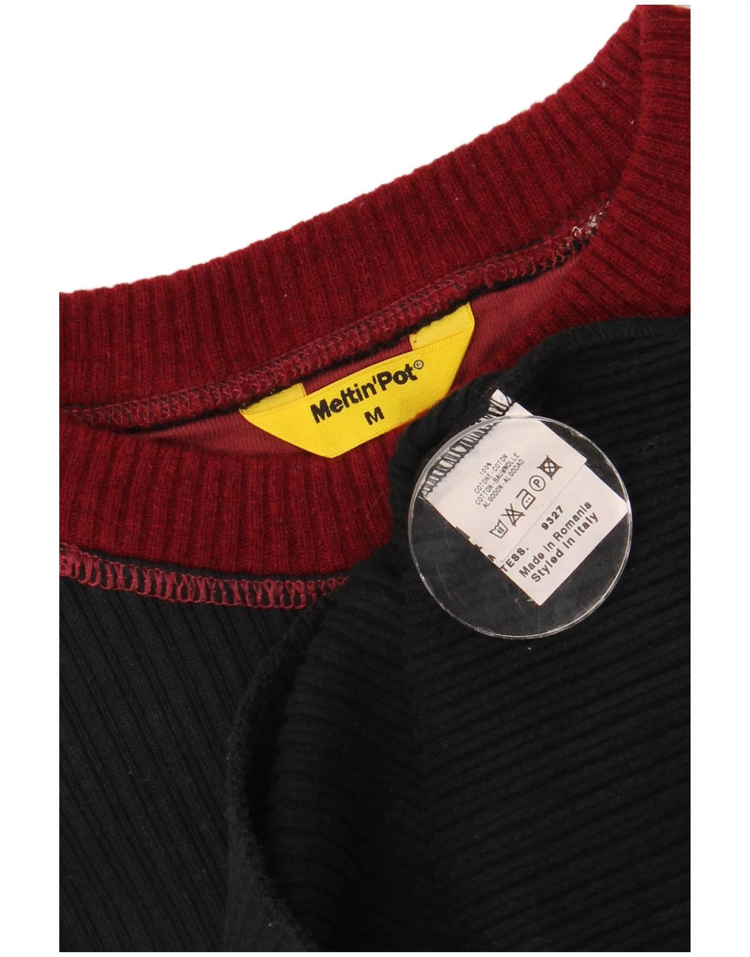 Meltin' Pot Herren-Oberteil, langärmelig, Mittelschwarz, Colourblock-Baumwolle