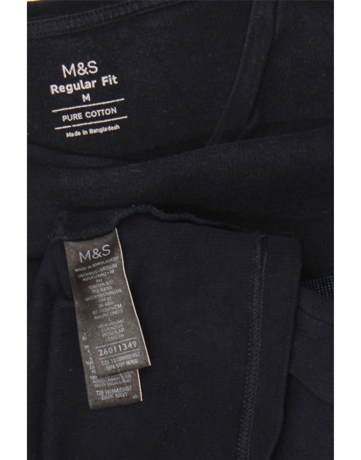 Marks & Spencer Womens T-Shirt Top UK 14 Medium Navy Blue Striped
