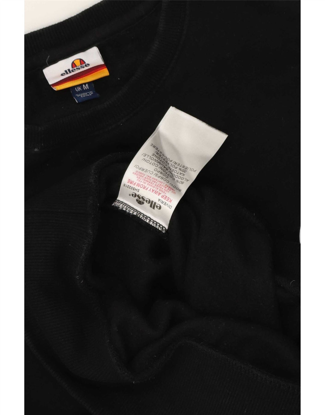 Ellesse Mens Sweatshirt Jumper Medium Black Cotton