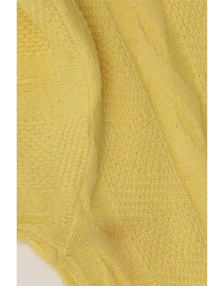 Vintage Mens Polo Neck Jumper Sweater Large Yellow Wool