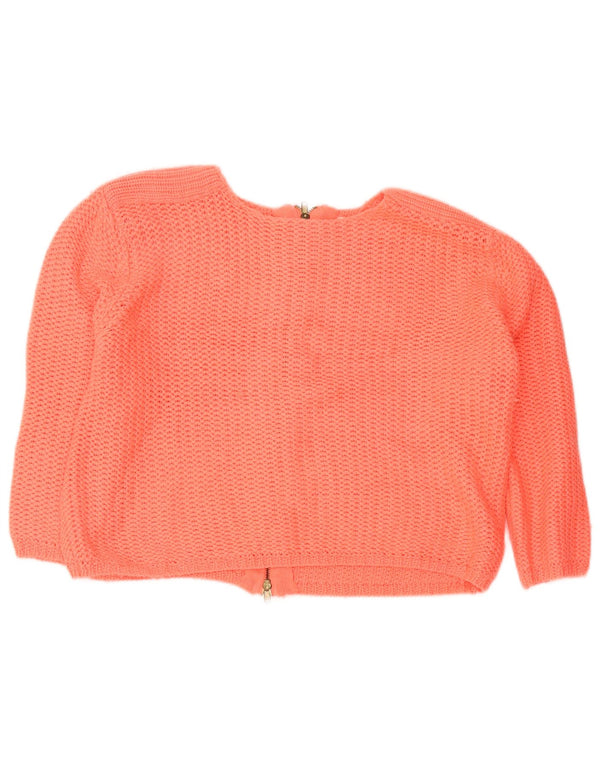 Zara Damen Crop 3/4-Ärmel übergroßer Cardigan-Pullover UK 10 Small Orange