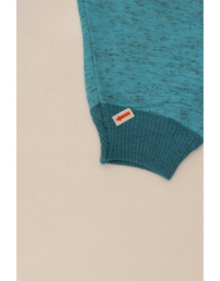 Vintage Mens Graphic Zip Neck Sweatshirt Jumper Large Blue Flecked
