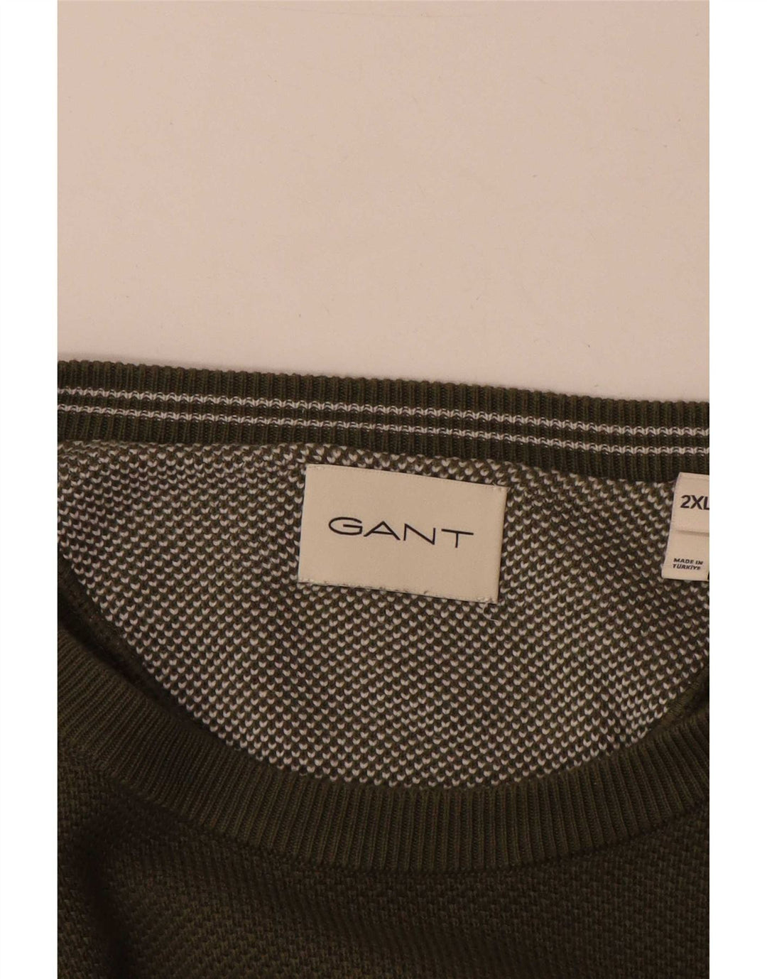 Gant Mens Crew Neck Jumper Sweater 2XL Khaki Cotton