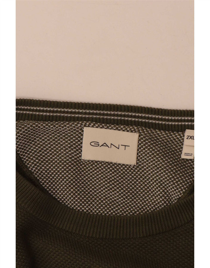Gant Mens Crew Neck Jumper Sweater 2XL Khaki Cotton