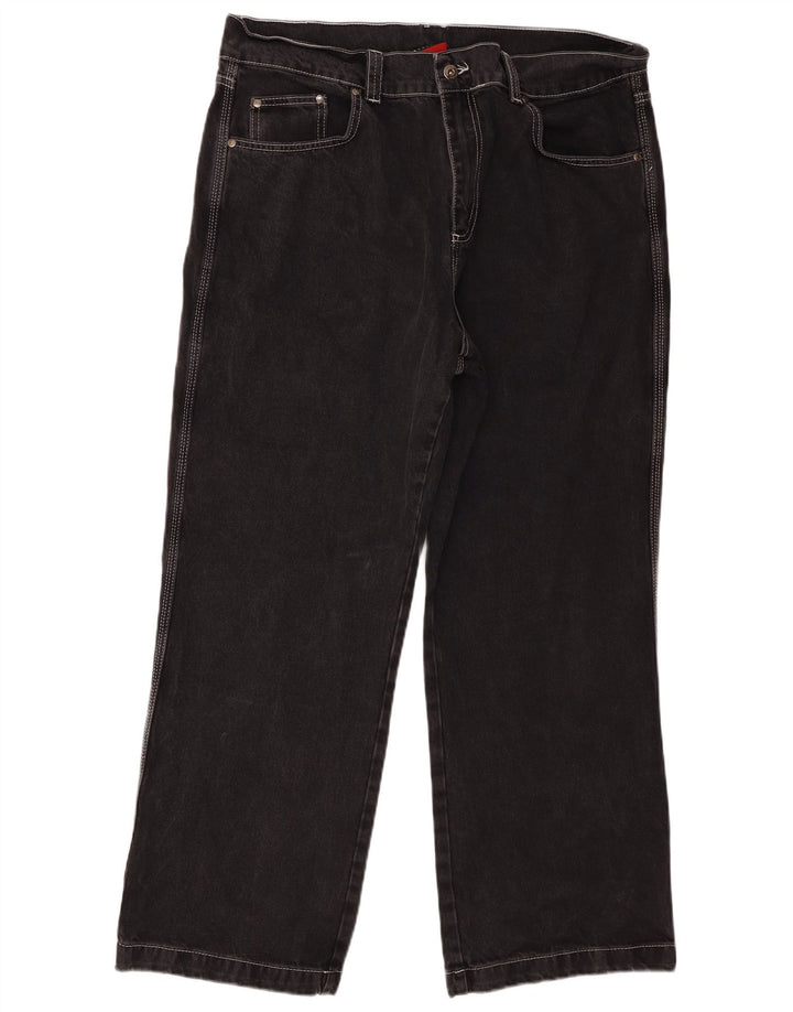 Kickers Mens Straight Jeans W36 L28 Black Cotton