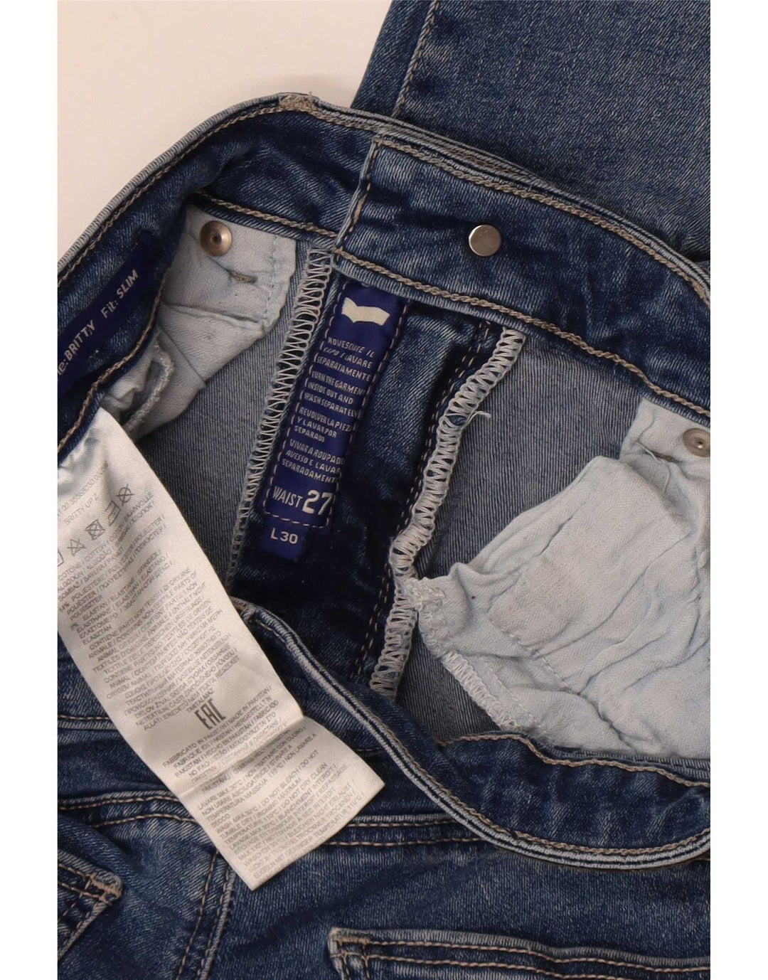 Gas Womens Slim Jeans  W27 L26 Blue Cotton