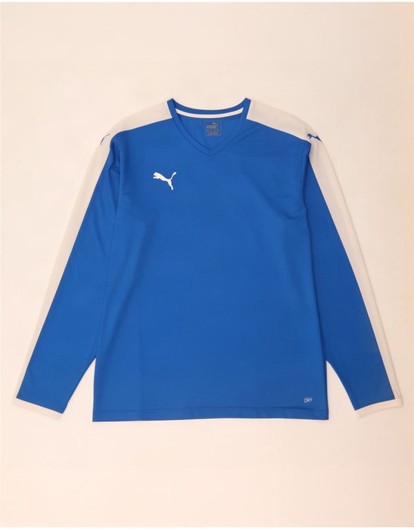 Maglia Puma da uomo a maniche lunghe 2XL blu in poliestere color block