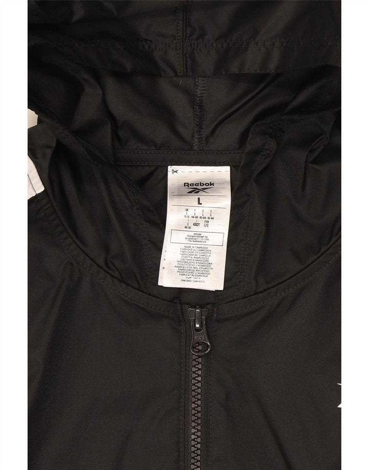 Reebok Womens Oversized Hooded Tracksuit Top Jacket UK 16/18 Large Black