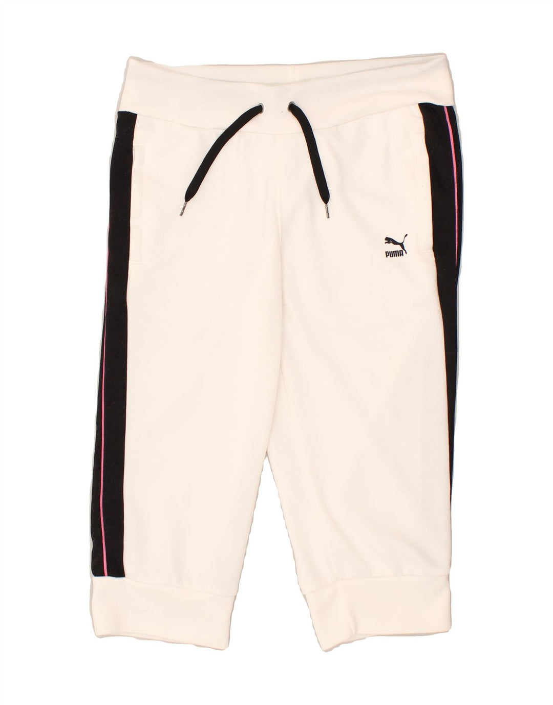 PUMA Womens Bermuda Sport Shorts UK 10 Small White Colourblock | Vintage Puma | Thrift | Second-Hand Puma | Used Clothing | Messina Hembry 