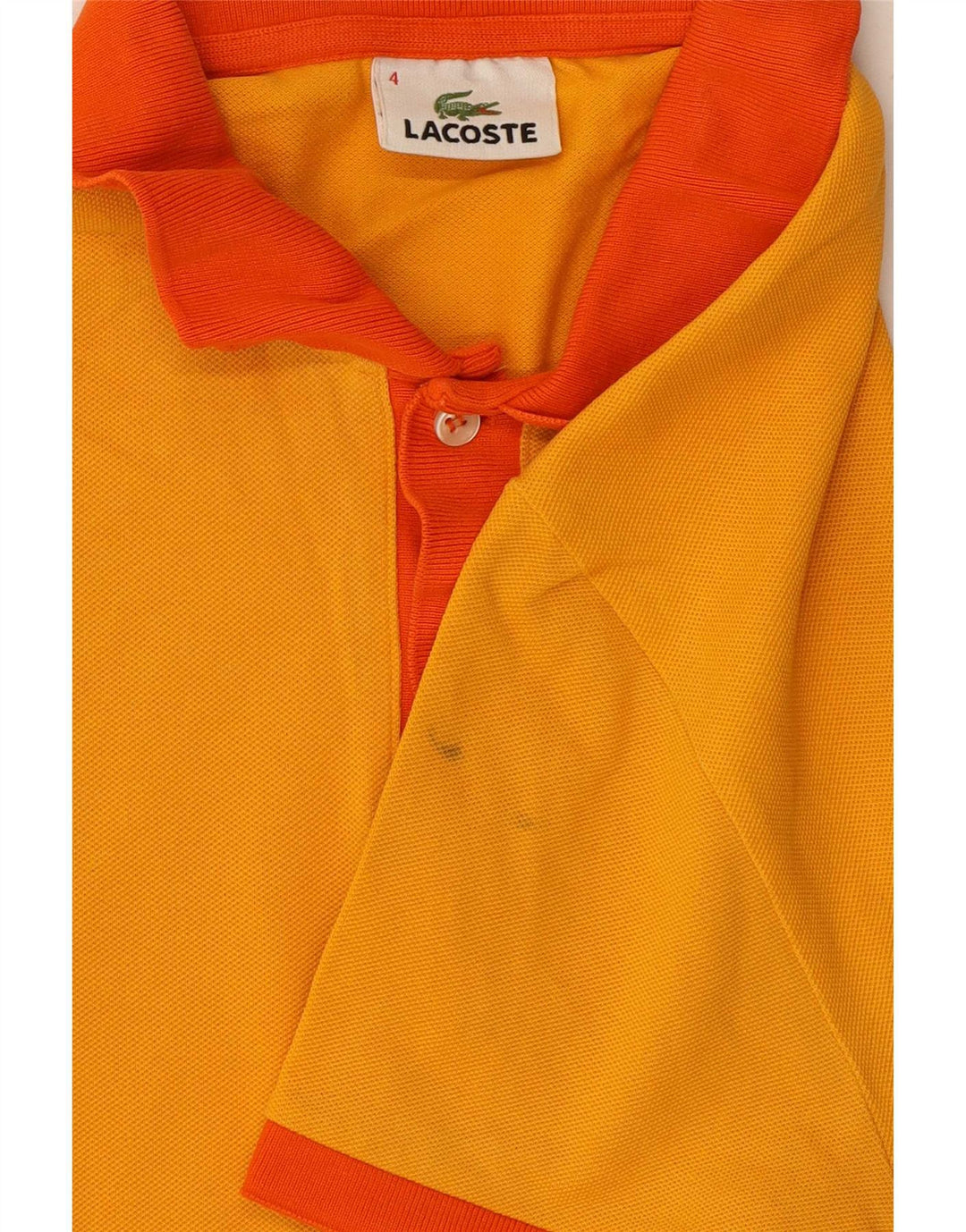 Lacoste Mens Rugby Polo Shirt Size 4 Medium Yellow Cotton