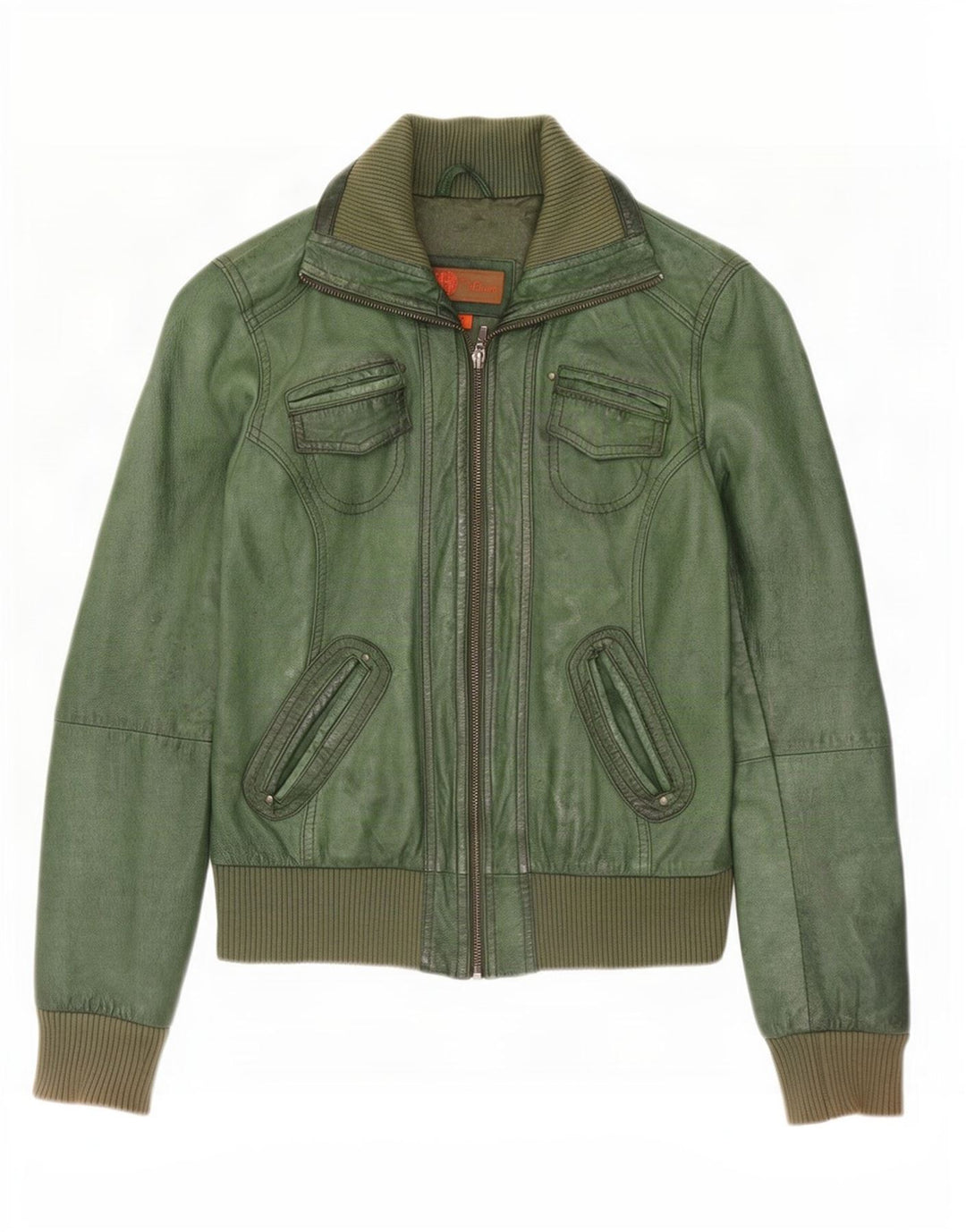 Helium Γυναικείο Δερμάτινο Μπουφάν UK 12 Medium Green