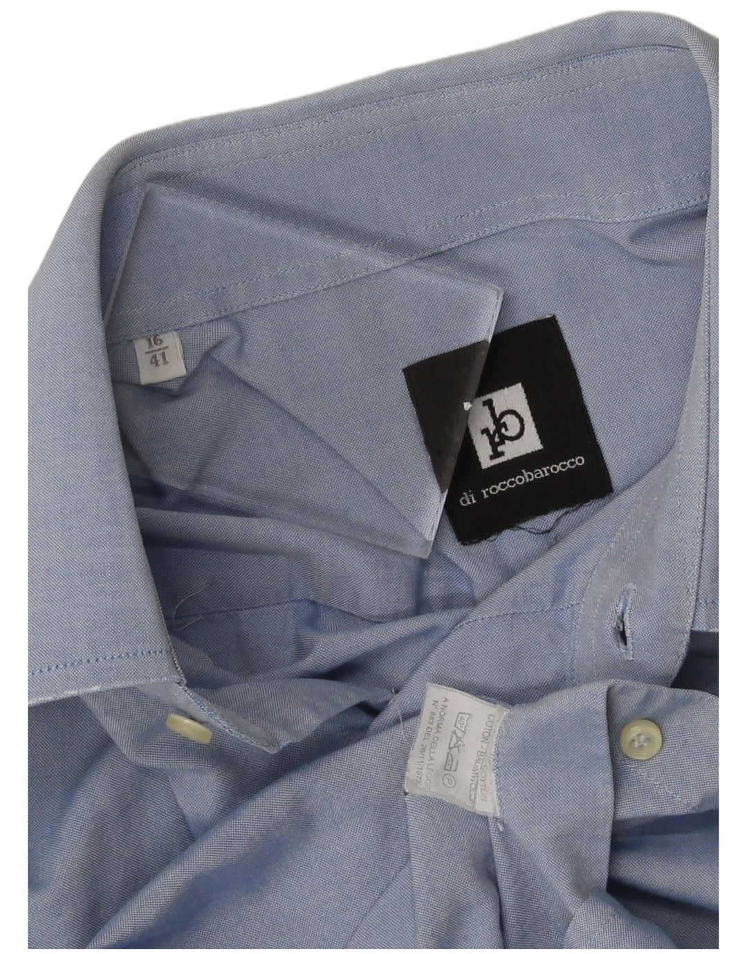 Roccobarocco Mens Shirt Size 41 16 Large Blue Cotton