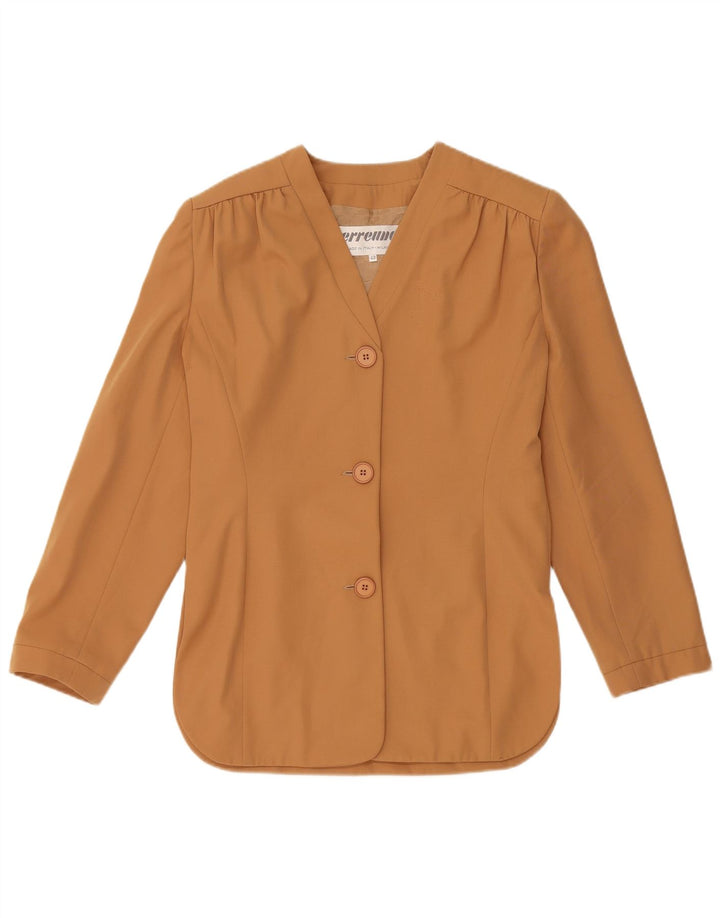 Vintage Womens 3 Button 3/4 Sleeve Blazer Jacket IT 42 Medium Brown Rayon