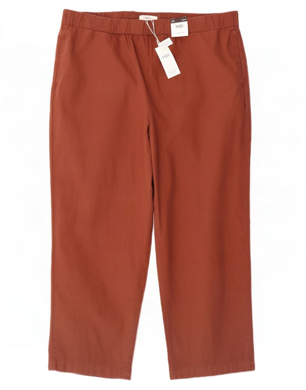 Marks & Spencer Pantalon décontracté taille haute pour femme UK 20 2XL W40 L26 Marron