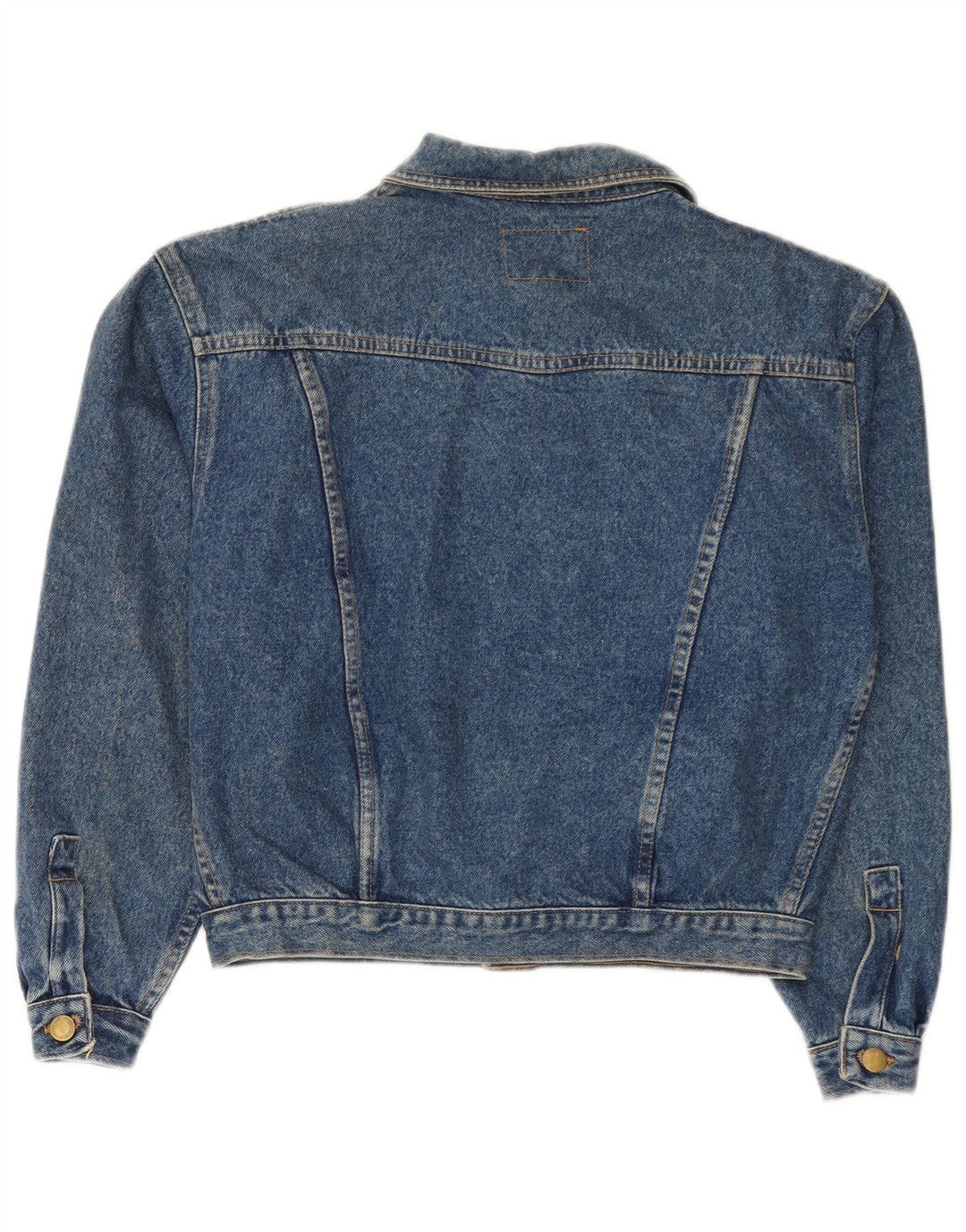 Vintage mujer chaqueta de mezclilla Reino Unido 14 algodón azul medio