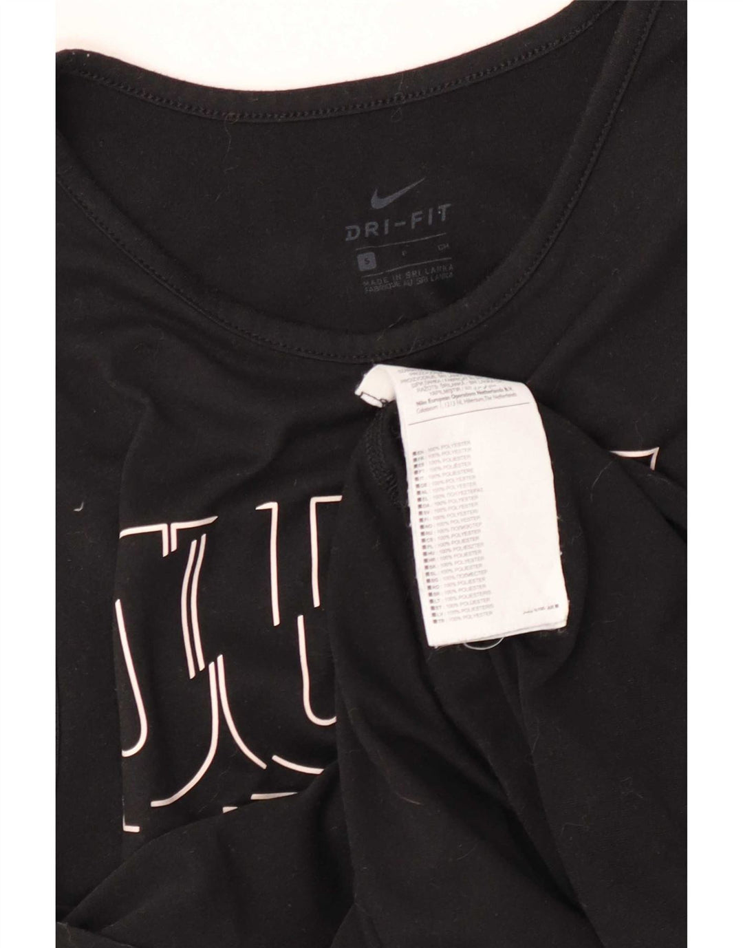 Nike Womens Dri Fit Graphic Vest Top UK 10 Small Black Polyester