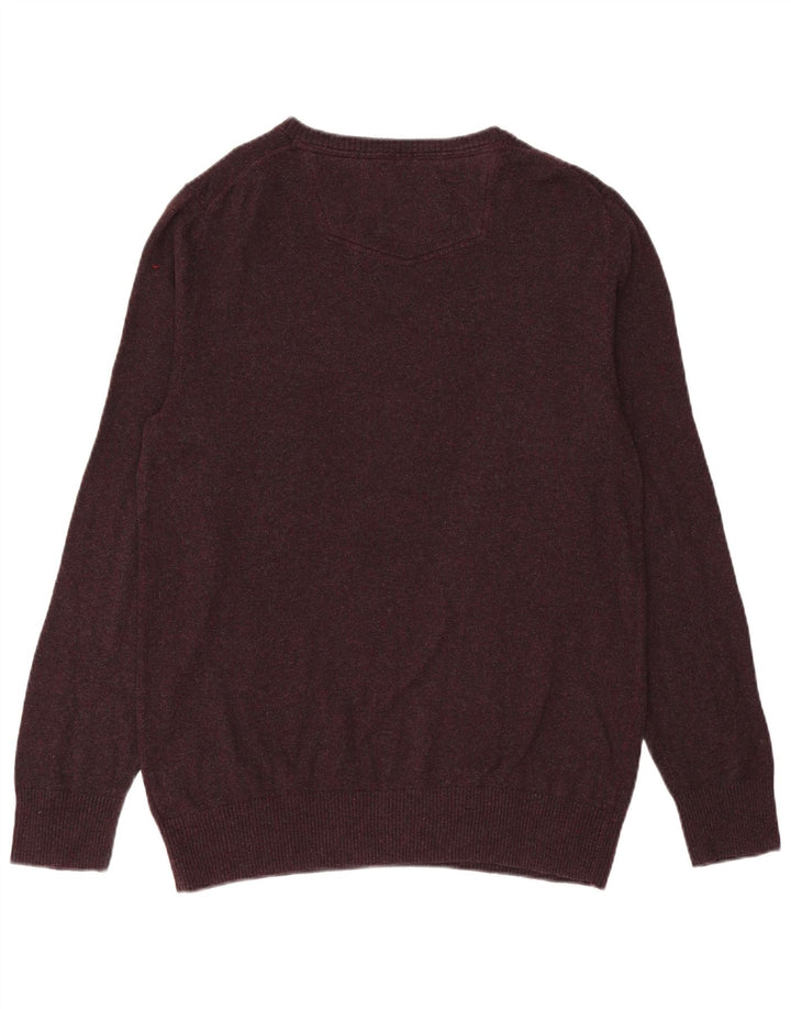 Fat Face Mens V-Neck Jumper Sweater Large Purple Cotton
