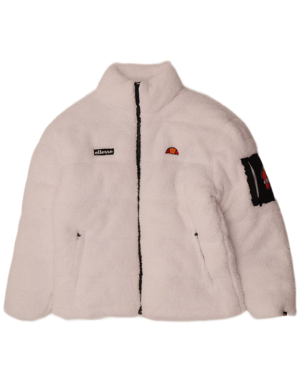 Ellesse Damen Fleece-gepolsterte Jacke UK 14 Large Weiß Polyester Sport