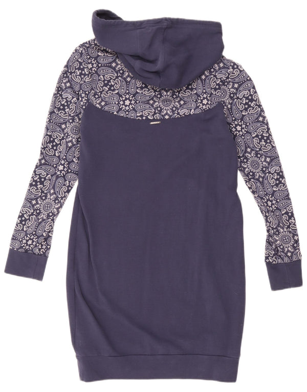 Kangaroos Womens Long Sleeve Hoodie Dress UK 16 Large Navy Blue Paisley