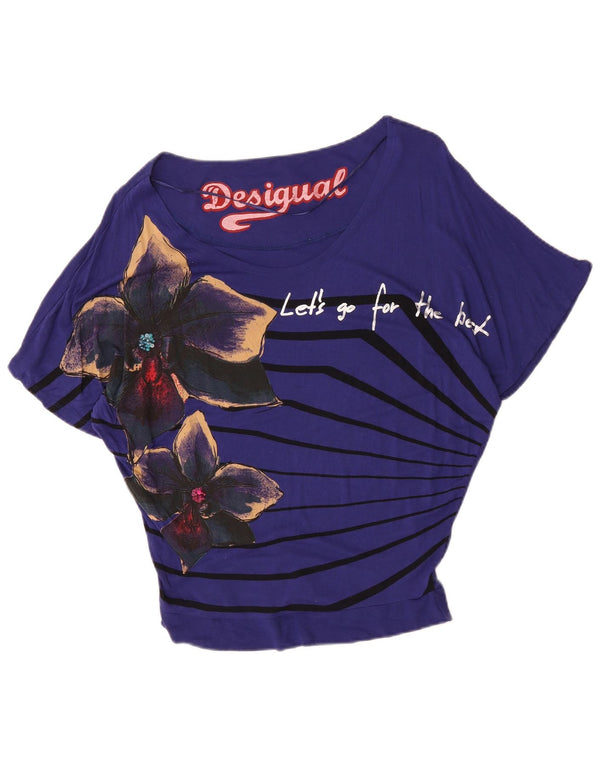 Desigual Chemisier graphique surdimensionné pour femme UK 10 Petit violet floral