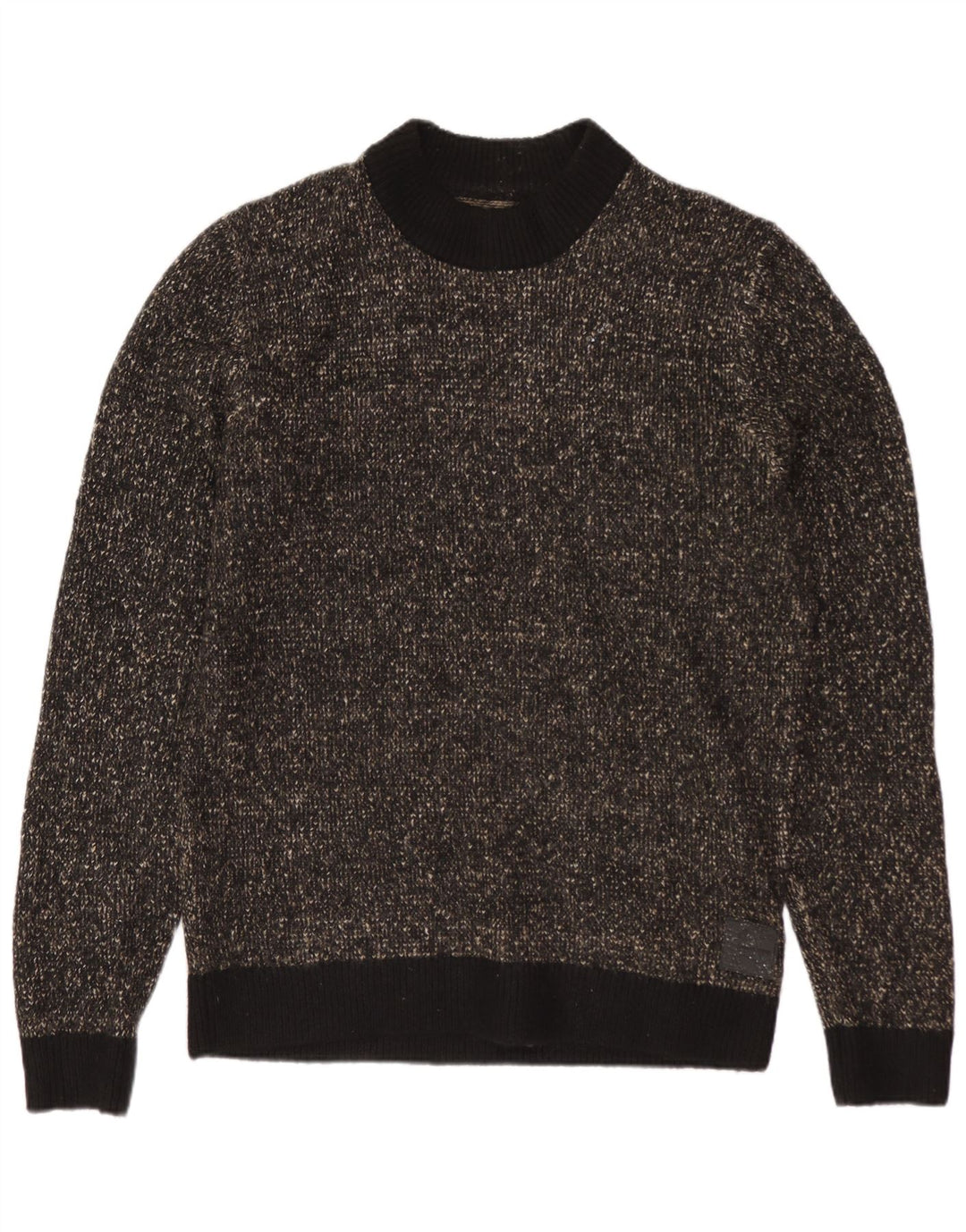 JACK & JONES Herren-Pullover mit Rundhalsausschnitt, Mittelschwarz geflecktes Polyester