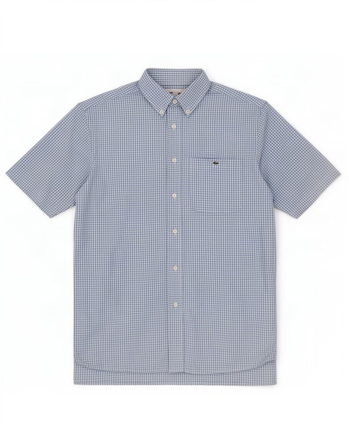 Lacoste Chemise à manches courtes pour hommes Taille 38 Mediume Blue Gingham Cotton