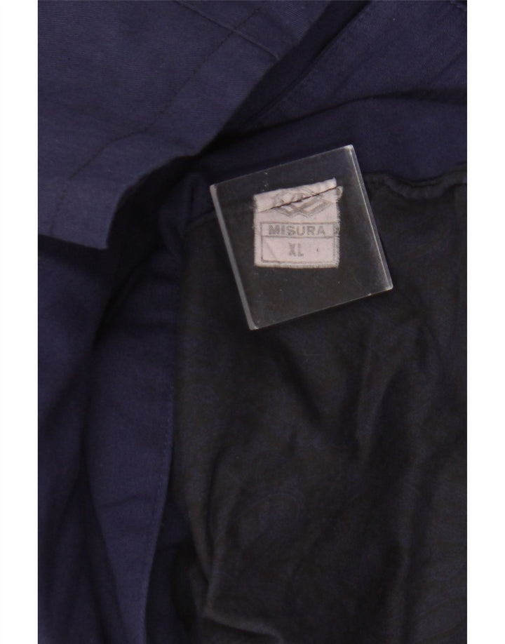 Zip Mens 2 Button 3/4 Sleeve Blazer Jacket UK 42 XL Navy Blue Cotton
