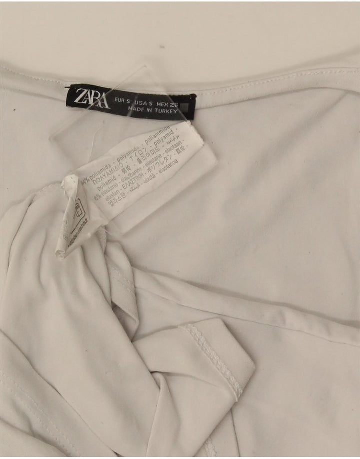 Zara Damen Weste Top UK 8 Small Weiß Polyamid