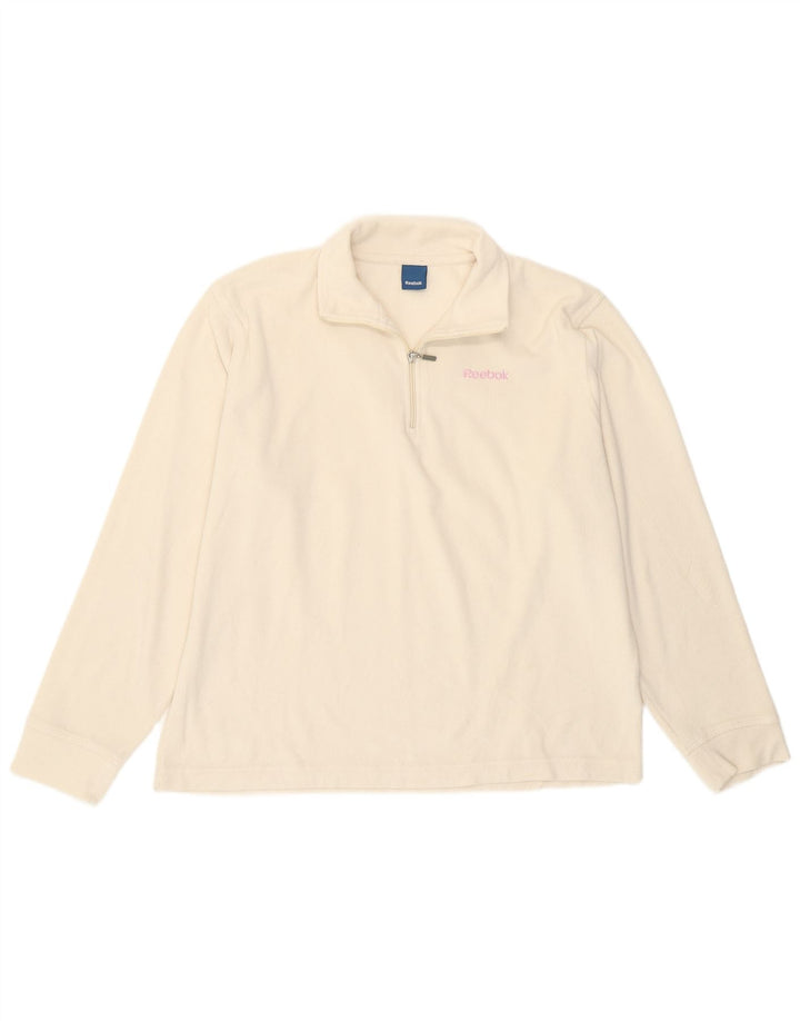 Reebok Womens Zip Neck Fleece Jumper UK 18 XL White Polyester