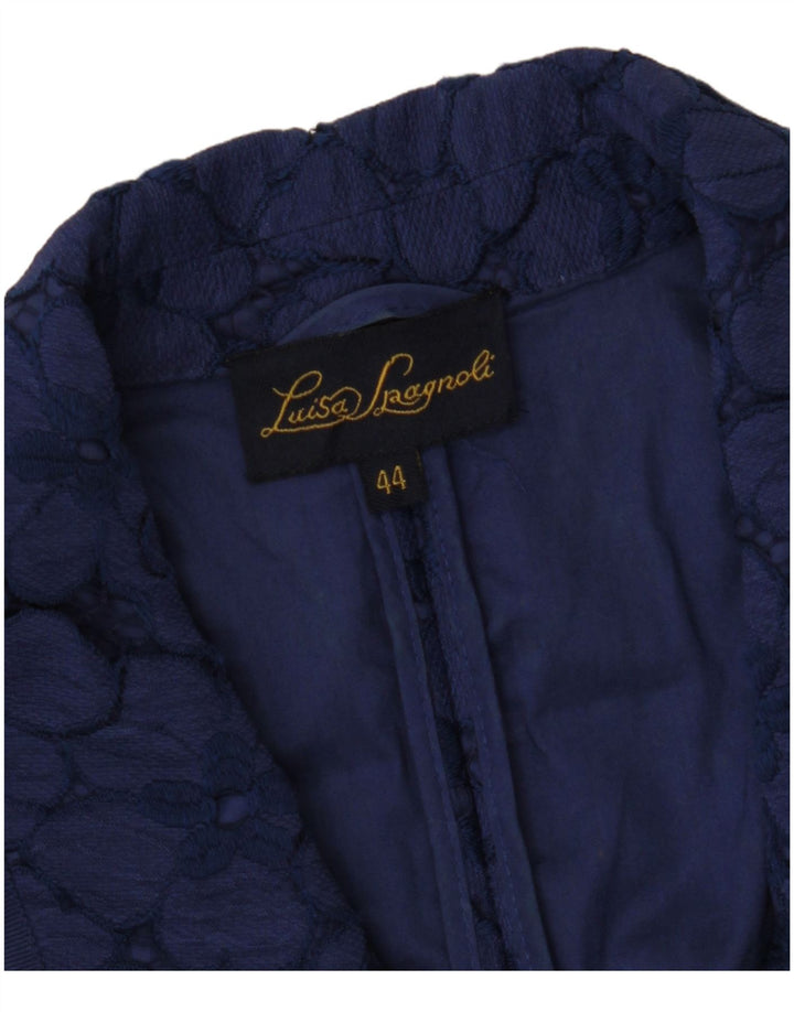 LUISA SPAGNOLI Womens Crop 3/4 Sleeve Blazer Jacket IT 44 Medium Navy Blue