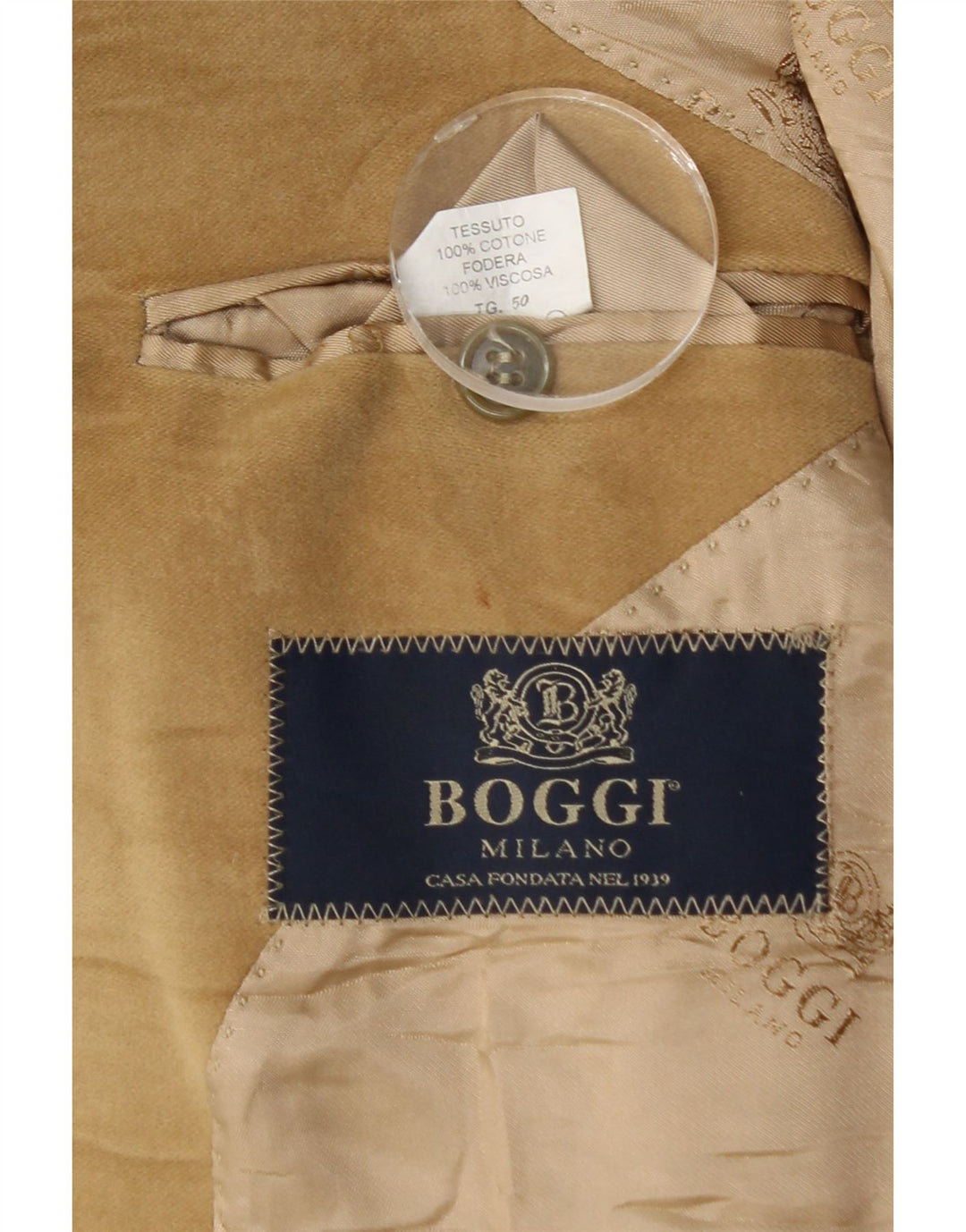 Boggi Mens 3 Button Blazer Jacket IT 50 Large Beige Cotton
