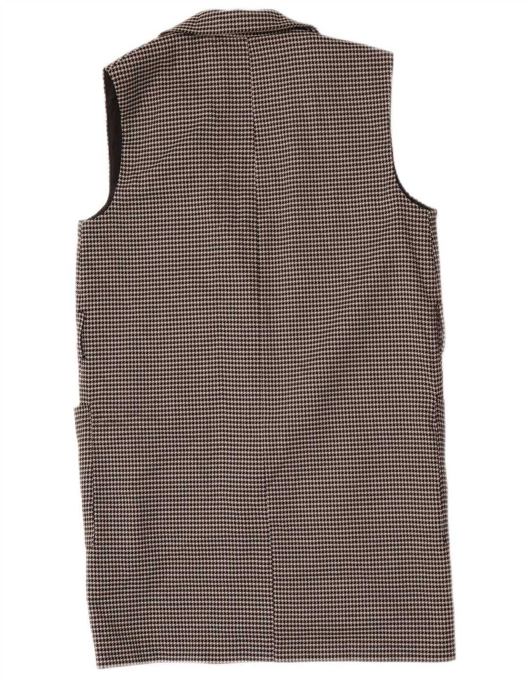 Zara Womens Longline Oversized Gilet UK 10 Small Black Houndstooth