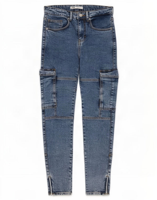 Zara Mens Cargo Skinny Jeans EU 38 Small W30 L30 Algodón Azul