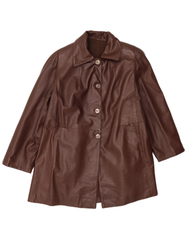 Palton de piele vintage pentru femei UK 14 mare maro