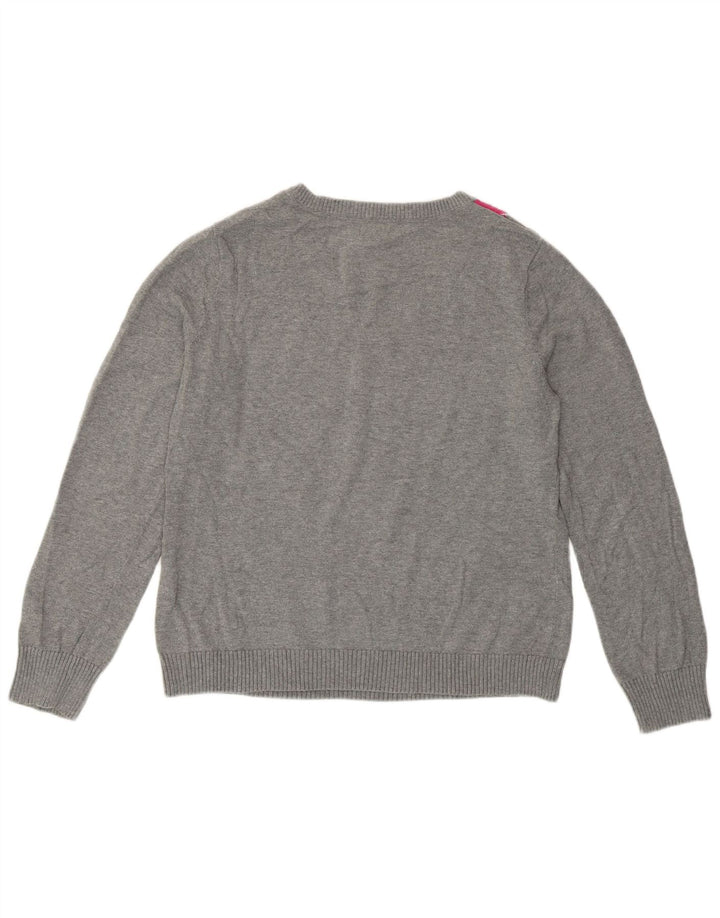Maglione da donna con scollo a V Izod UK 14 Large Grey Argyle/Diamond