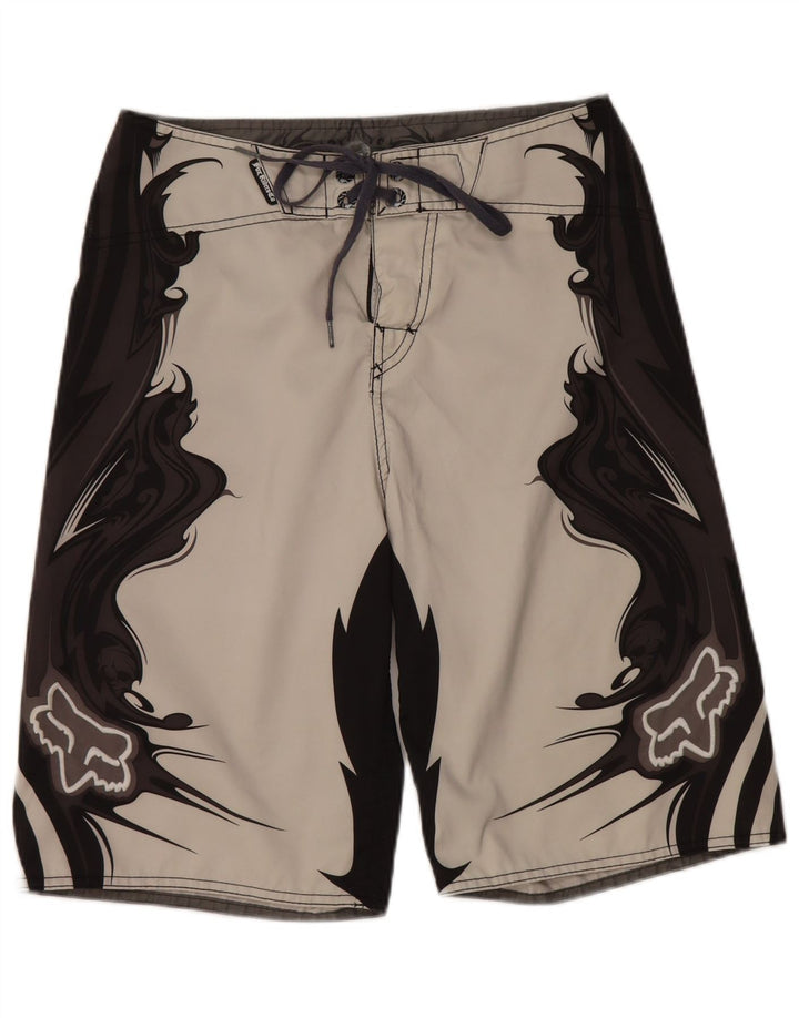 Fox Mens Graphic Swimming Shorts Medium Grey Colourblock Polyester