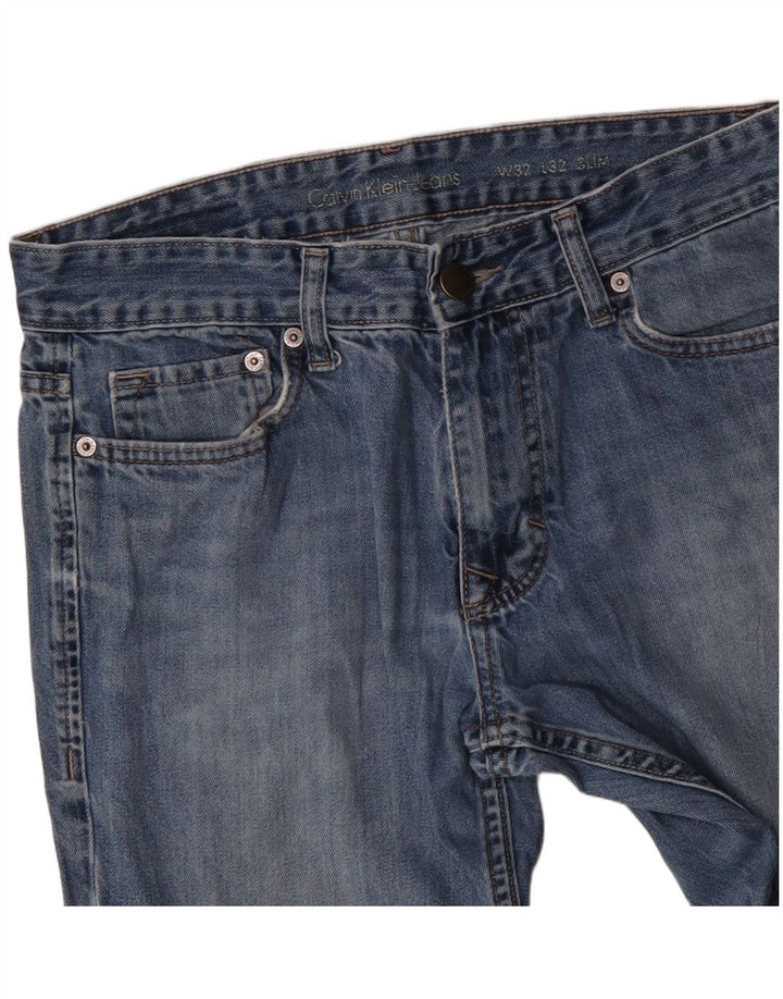 CALVIN KLEIN Mens Slim Jeans  W32 L32 Blue Cotton