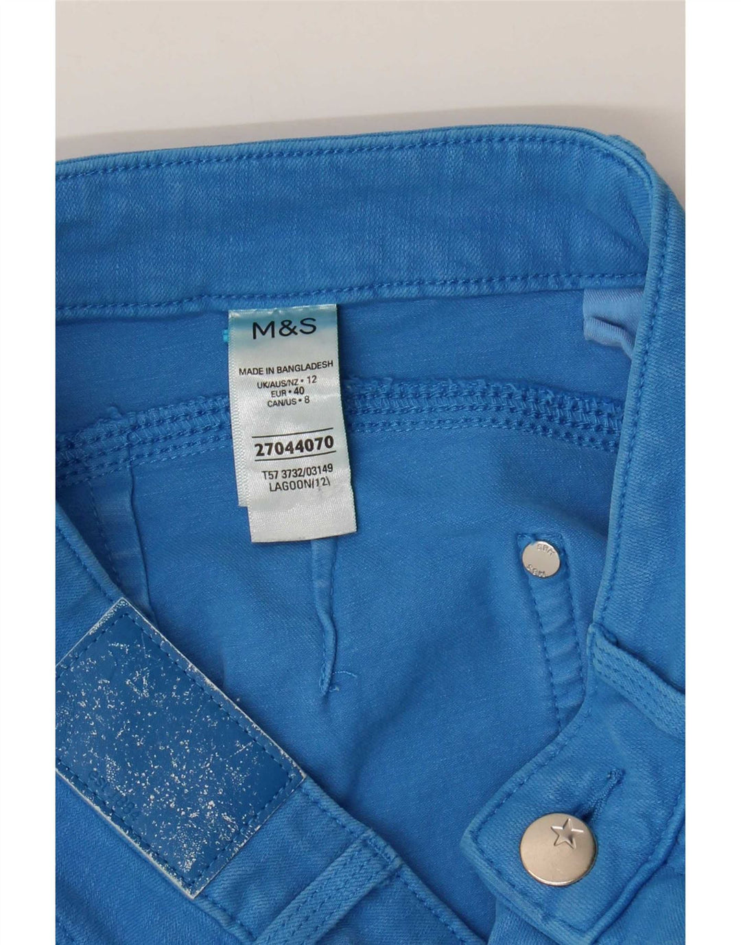 Marks & Spencer Damen Denim-Bermudashorts UK 12 Medium W28 Blaue Baumwolle