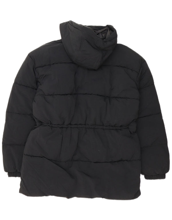Topshop Damen-Kapuzen-Übergröße, gepolsterte Jacke, Größe S, Schwarz, Polyester