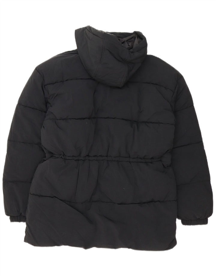 Topshop Womens Hooded Oversized Padded Jacket UK 8 Small Black Polyester