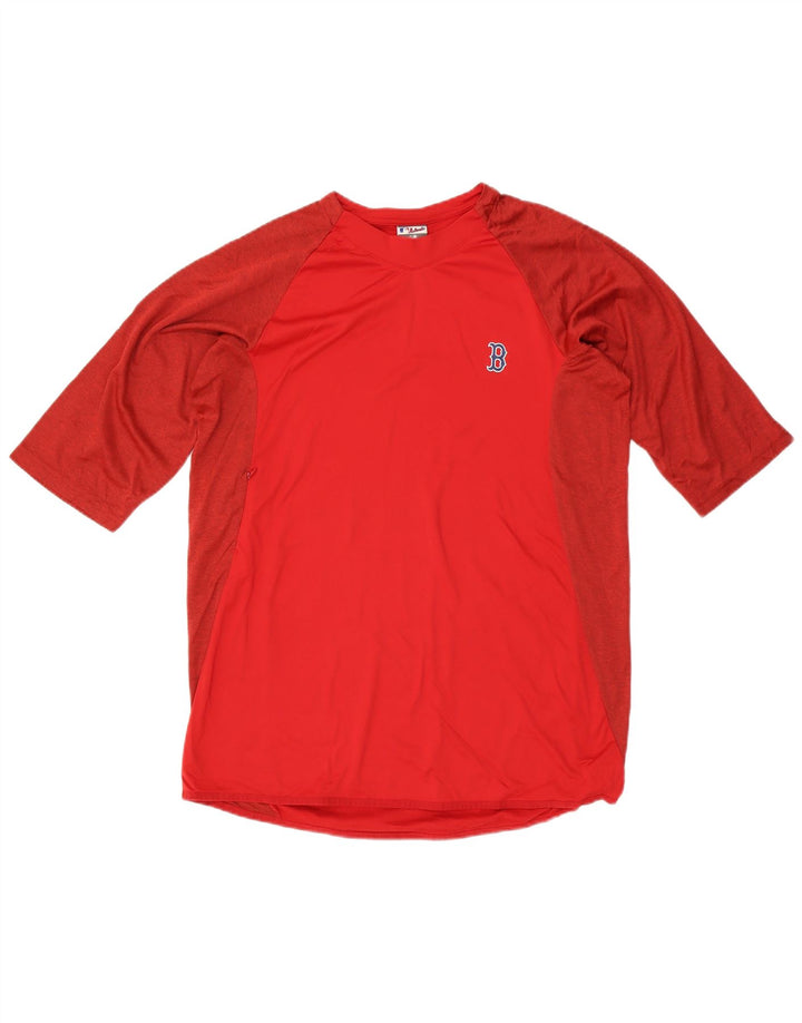 Majestic Mens T-Shirt Top Large Red Polyester Sports