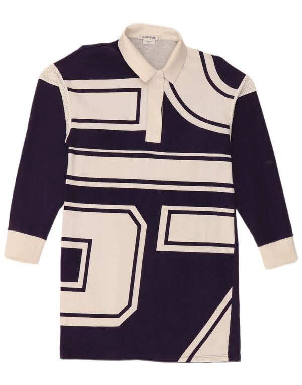Lacoste langærmet polokjole til kvinder str. 38 Medium Lilla Geometrisk