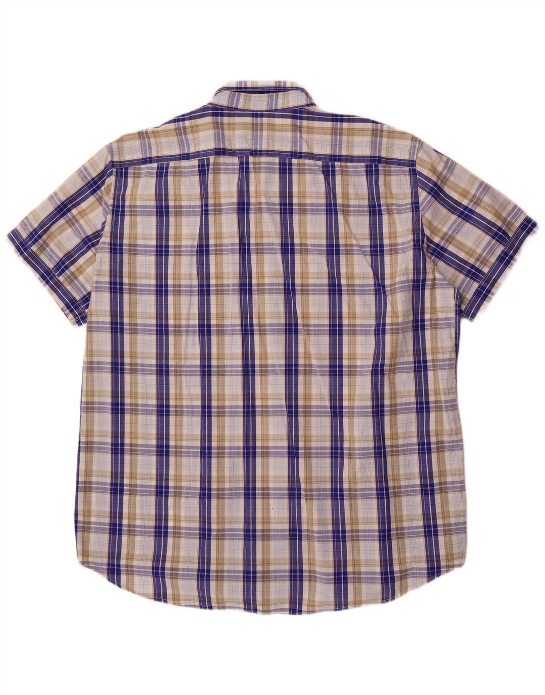 Carrera Mens Regular Fit Short Sleeve Shirt 3XL Blue Check Cotton