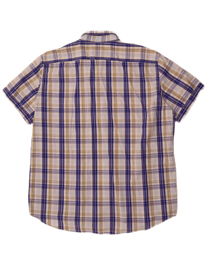 Carrera Mens Regular Fit Short Sleeve Shirt 3XL Blue Check Cotton