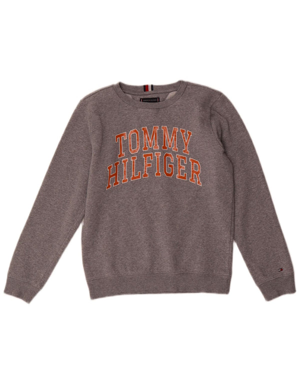 Tommy Hilfiger Boys Graphic Sweatshirt Jumper 11-12 Years Grey Cotton