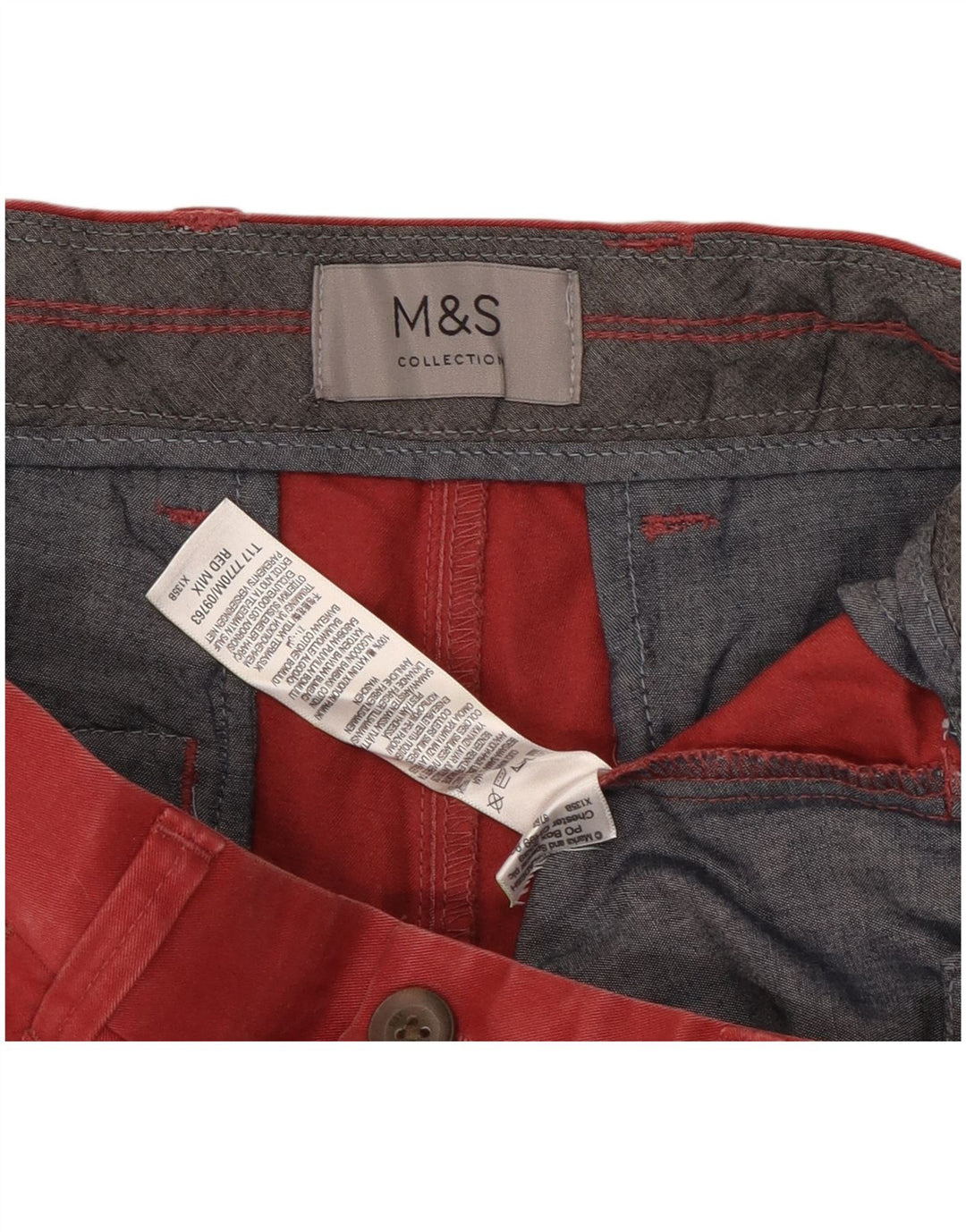 Pantaloncini chino da uomo Marks & Spencer W30 cotone bordeaux medio