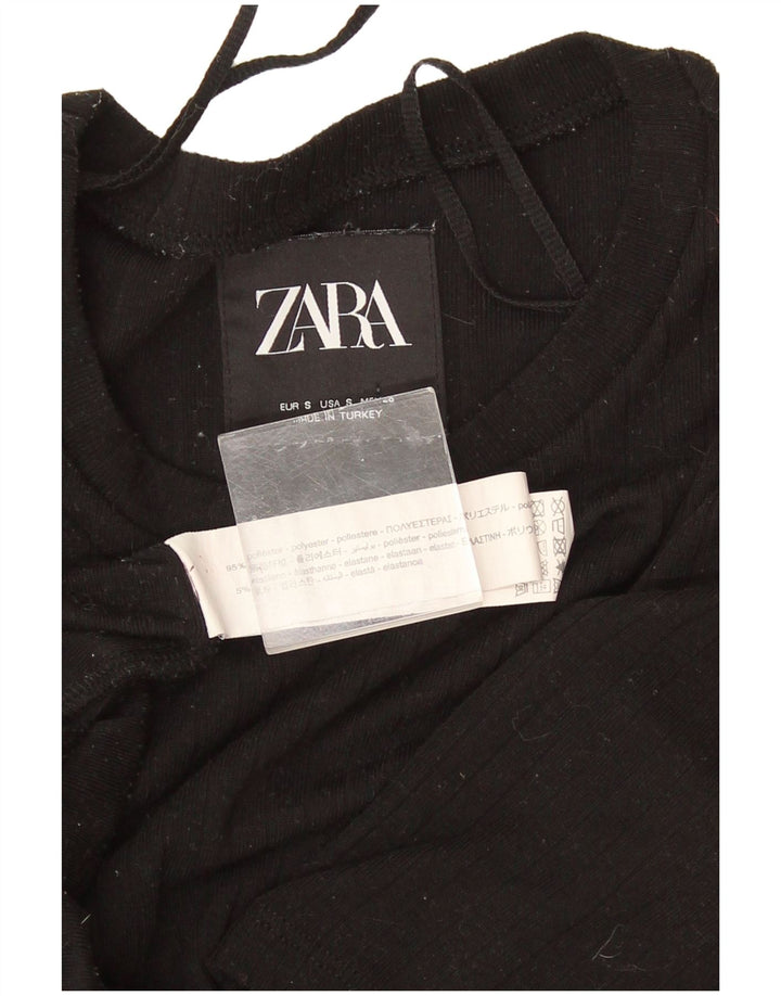 Женское платье макси Zara UK 8, маленькое черное, полиэстер