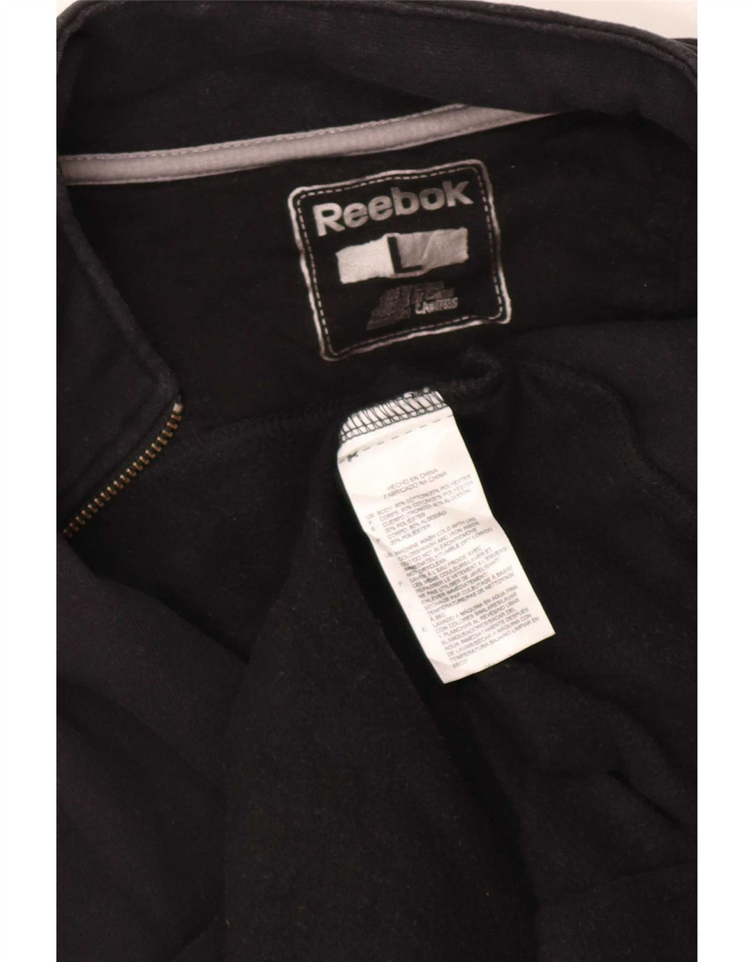 Reebok Giacca da tuta da uomo grande in cotone nero